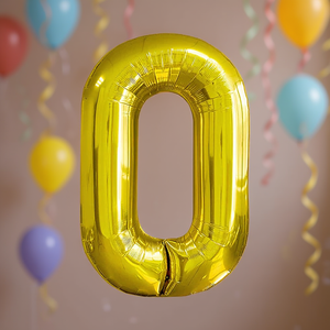 Ballon Chiffre 0 Doré à Effet Métallique 80cm pour Fête d'Anniversaire - Décorations de Fête - Product Image 3