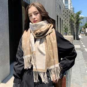 Herfst Winter Warme Sjaals Dames Lange Wraps Kasjmier Als Halsdoek Mode Kat Bedrukt Pashmina Sjaal Kwastjes Sjaal 180*65Cm - Product Image 1