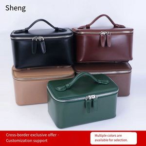 Luxury PU Leather Makeup Bag Large Capacity Travel Cosmetic Organizer <b>Box</b> with Handle - Product Image 4