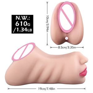 批发舔舌头双头倒臀成人性爱工具男性口袋猫咪逼真手动按摩器 - Product Image 3