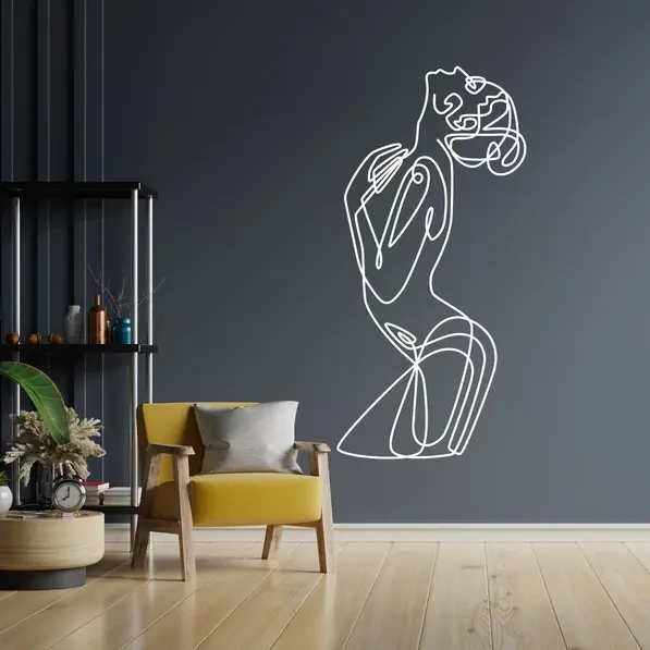 Large Removable Line Art Wall Decal Sticker One Line Drawing Wall Decal For Salon Spa Salon Living Room Bedroom