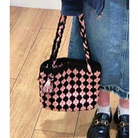 Sac à main vintage en crochet rose, sac à tricoter fait main, matériel de bricolage, sac à bandoulière en laine au crochet pour petite amie 2025 sac