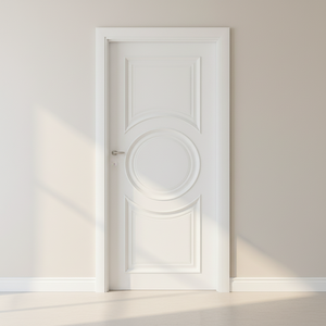 Porte intérieure en bois massif EOKO, structure à battant manuel, taille personnalisée, couleur blanche, pour appartement - Product Image 1