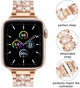 <span class=keywords><strong>Correa</strong></span> de Repuesto de Acero Inoxidable <span class=keywords><strong>para</strong></span> Reloj de Lujo, <span class=keywords><strong>Correa</strong></span> con Diamantes <span class=keywords><strong>para</strong></span> Mujer, Compatible con <span class=keywords><strong>Iwatch</strong></span> 9/8/7/6/5/4/3 - Product Image 3