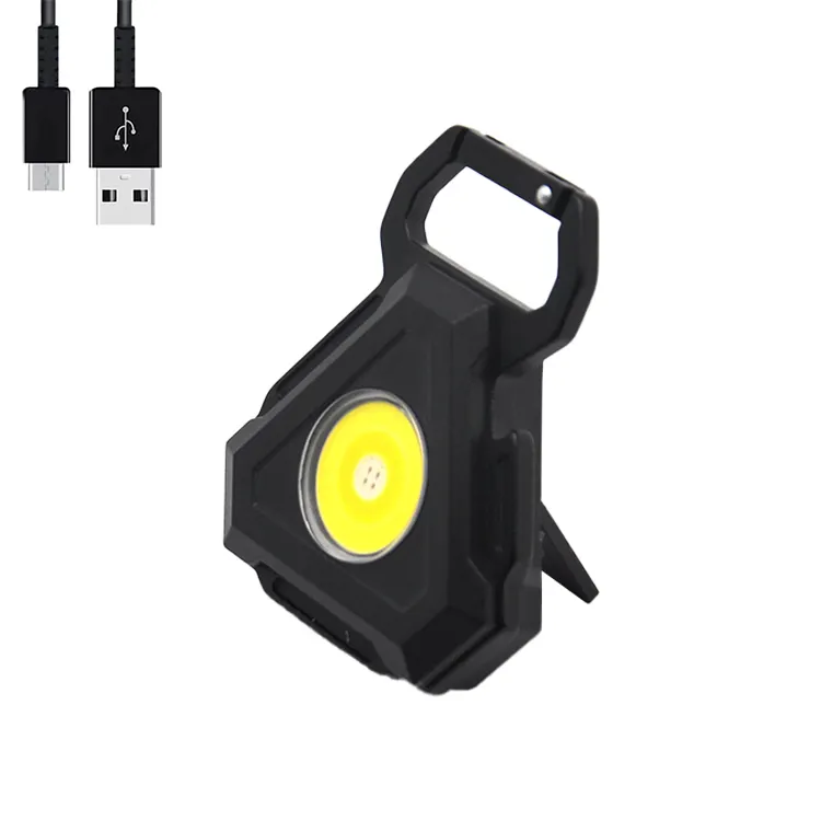Portable Mini 500lm LED Flash Camping Lantern Light Rechargeable 4 Modes COB Work Light Keychain Lights with Magnet