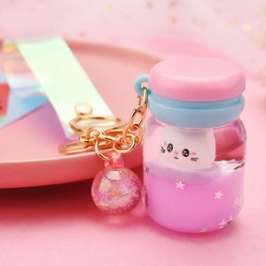 Popular Items Cute Cat Liquid Key Chain <b>Floating</b> Quicksand Keychain Drifting Bottle Pendant - Product Image 5