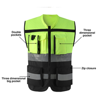 Chaleco de Seguridad Reflectante Negro al Por Mayor para Construcción, Chaquetas Reflectantes de Moto de Alta Visibilidad con Logotipo