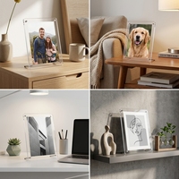 Cadre photo en acrylique en gros, cadre photo de table, impression de logo personnalisée directe usine, OEM ODM, affichage transparent