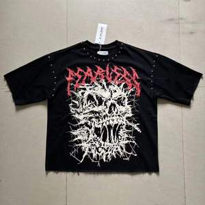 Camisetas de manga corta al por mayor con estampado de flores góticas de alta calidad para hombre, estilo streetwear americano vintage. - Product Image 5