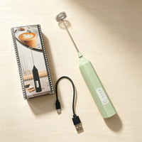 JLL7601 Mousseur à lait électrique portable rechargeable par USB en plastique, batteur à œufs multifonctionnel pour café et crème, fouet ménager