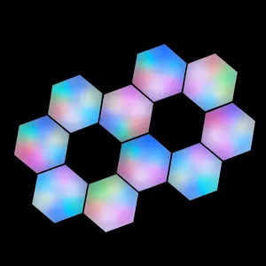 Color Changing Rhythm with music or sound Hexagon Lights DIY Magnetic Modular Sensitive Hexagons Wall Light