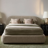 Lits capitonnés sur mesure de haute qualité, taille king et double, pour la maison, lit moelleux, luxe, cadre de lit en bois, en lin/velours