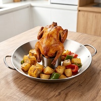 Poêle à rôtir pour poulet et wok à légumes en acier inoxydable 430 épaissi, anti-rouille, résistant au four, avec double poignée