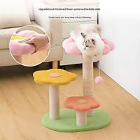 Meilleures ventes : Arbre à chat moderne en forme de fleur, robuste et durable, avec poteau à gratter en corde de sisal et base en peluche douce, en carton pour chats