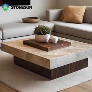 Tavolino da Caffè in Travertino Personalizzato StoneSun per Soggiorno, Sala da Pranzo, Cucina, Casa, Appartamento e Design d'Interni - Product Image 1