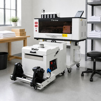 Printer DTF Yinstar 300mm Dual Head Otomatis Penuh dengan Lima Warna Tinta Pigmen dan Penggoyang Bubuk Film Transfer PET