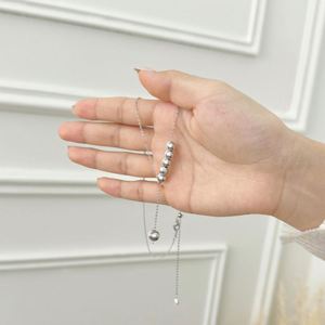 Dylam Fashion Women Jewelry Manufacturer 925 Silver Link Chain Bright Surface <b>Beads</b> Pendant Necklace for Women Girls Lady Daily - Product Image 5