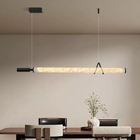 Lustre de restaurant moderne et minimaliste, design haut de gamme, en cuivre, marbre naturel et acier inoxydable, pour îlot ou long bar