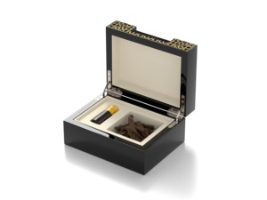 Boîte d'emballage élégante en bois d'agar brun-noir aromatique, boîte à oud personnalisable avec logo, support d'encens en bois indien - Product Image 3