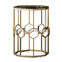 Table basse centrale ronde avec cadre en métal de salon en verre noir pour maison Bar cuisine centre commercial ou salle à manger Table à thé en bois