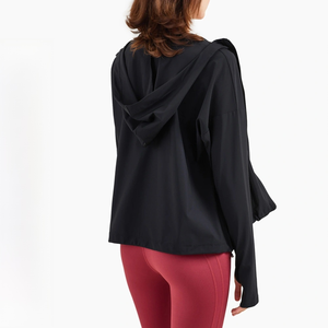 Chaqueta de fitness suave y transpirable sin planchado Sudadera con capucha de secado rápido con cremallera para Top de yoga informal y para correr - Product Image 6