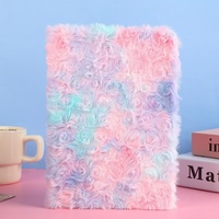 Carnet de notes créatif et exquis en peluche douce, couverture rigide, thème Rose pour la Saint-Valentin, journal à couleurs dégradées