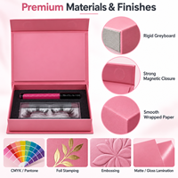 Boîte rigide de luxe à fermeture magnétique, personnalisée et imprimée, avec insert en mousse EVA pour l'emballage de kits de cils et de maquillage.