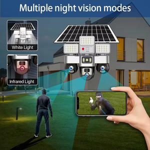 กล้องโซลาร์เซลล์ WiFi พร้อมไฟถนน LED 3 จุด PTZ ควบคุมระยะไกล โคมไฟรักษาความปลอดภัยบ้าน กล้องวงจรปิด IP ไร้สาย - Product Image 5