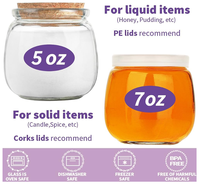 Petits pots en verre avec couvercles en liège, pots Mason vides de 7 oz pour la fabrication de bougies, contenants à yaourt avec couvercles en PE pour les cadeaux de mariage, les bonbons