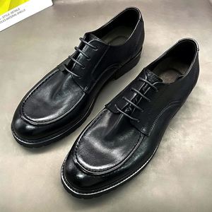 Chaussures habillées noires élégantes pour hommes, style italien, à bout carré, pour affaires, grandes tailles, fabrication artisanale, chaussures de mariage, fourniture directe usine - Product Image 4