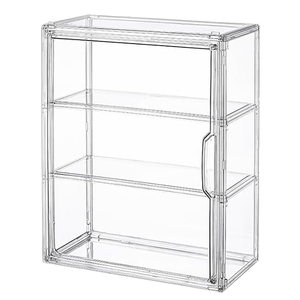 Hộp trưng bày mỹ phẩm acrylic 3 tầng trong suốt, hộp đựng đồ bằng acrylic có cửa đóng từ tính, gắn tường, chống bụi - Product Image 2