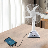 Ventilateur de table en plastique rechargeable 12V solaire/électrique de 16 pouces avec lumière LED et télécommande – Vente chaude