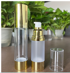 1oz 30 मिलीलीटर 15 मिलीलीटर 15 मिलीलीटर 50 मिली स्पष्ट ठंढ एयरलेस क्रीम पंप की बोतलें त्वचा देखभाल सीरम के लिए चमकदार सोने के एयरलेस लोशन पंप - Product Image 4