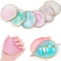 Palette de faux ongles en pierre d'agate ronde, Palette de couleurs mélangées, Palette de dessin, présentoir de vernis en Gel, outil de manucure