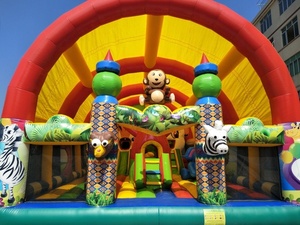 <span class=keywords><strong>Trampoline</strong></span> gonflable géant sur le thème de la jungle personnalisé avec auvent de tente - Product Image 3