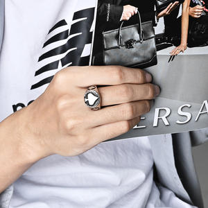 Men's Spade Titanium Steel <b>Ring</b> Gold Black Silver Color Fashion Jewelry Gift Accessory - Product Image 2