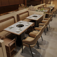 Ensemble de mobilier de restaurant sur mesure en bois massif de style nordique : banquette, table et chaises pour restaurants de fondue, restaurants occidentaux et salons de thé