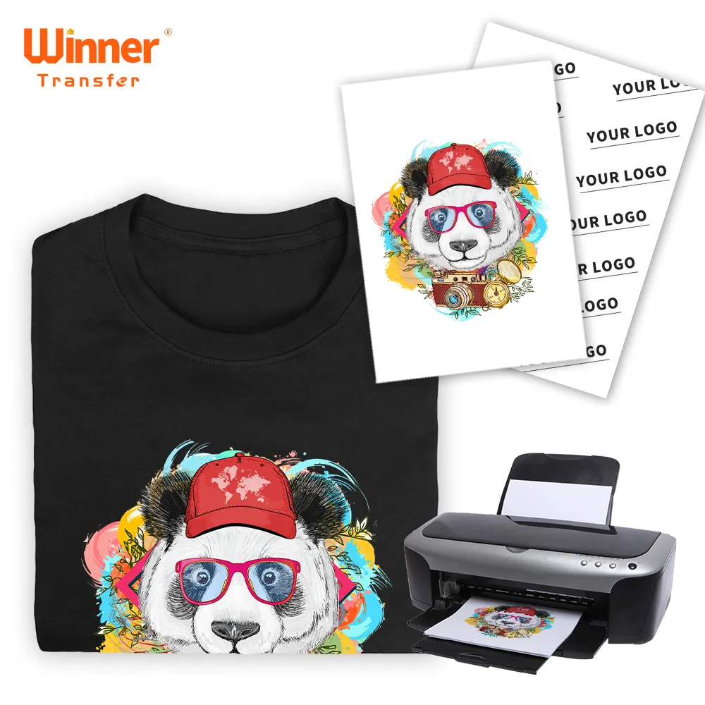 Papel de transferencia térmica para camisas oscuras, Logo personalizado, Winner Transfer, 8,5x11