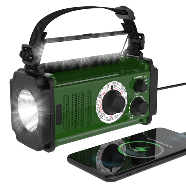 AM/FM/NOAA Weather Bands Radio 10000mAh Large Capacity Cranking Power Bank with SOS Alarm and LED Portable Hand Crank Charger