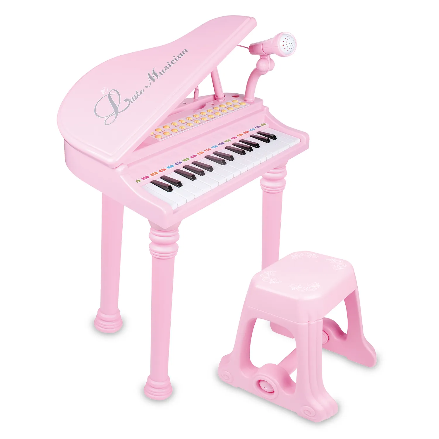 Diskon besar-besaran pabrik dengan mikrofon dan bangku dapat dihubungkan ke peralatan audio ABS mainan anak-anak keyboard piano digital