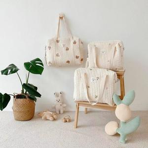 Bolsas de pañales de tela con bordado de oso para bebé, almacenamiento de algodón bordado, bolsa de algodón para mamá, nuevo estilo Premium - Product Image 4
