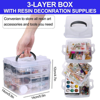 TIMESRUI Ultieme Plastic Creatieve Set - 111-delige 3-laags opbergdoos met glitter, edelstenen, gedroogde bloemen, fruitschijfjes en pincet voor beginners
