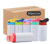 Vaso Térmico de Acero Inoxidable 304 para Sublimación en Blanco para Niños de 12 oz, Botella de Agua con Tapa Abatible
