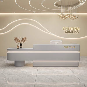 Comptoir de <span class=keywords><strong>salon</strong></span> de beauté en bois intelligent, durable et écologique, comptoir de coiffure, comptoir de réception peint, comptoir de réception pour magasin de vêtements - Product Image 4