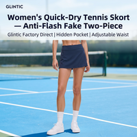 Jupe-short de tennis pour femme, séchage rapide, 2-en-1, avec short intégré, anti-exposition, pour la course et le fitness, taille haute, avec poche, vente en gros
