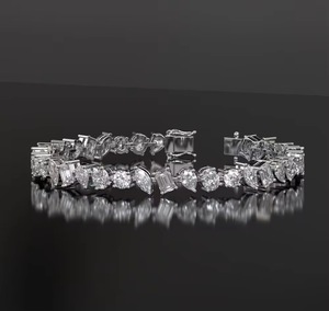 Bracelet tennis en moissanite pour hommes et femmes, plaqué or blanc, argent sterling 925, bracelets éternité en forme de poire pour tous les jours - Product Image 5