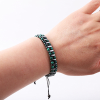 Nouveau design, bracelet réglable à double couche en pierres naturelles d'hématite pour hommes JBS12940