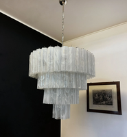 Lustre en verre de Murano 4 couches de design italien pour le salon et la chambre à coucher Lustre en verre blanc albâtre pour la décoration intérieure