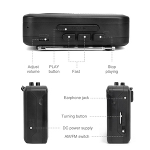 Walkman personnel portable <span class=keywords><strong>Lecteur</strong></span> de <span class=keywords><strong>cassettes</strong></span> AM/FM avec prise casque 3.5mm Accessoire audio et vidéo - Product Image 2