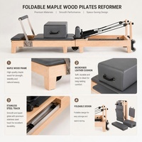 Cama Plegable de Madera de Roble con Certificación CE para Pilates, para Estudios de Yoga y Gimnasios, Equipo de Pilates, Máquina Reformer de Pilates